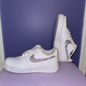 White Bedazzled Air Forces Swarovski Rhinestones